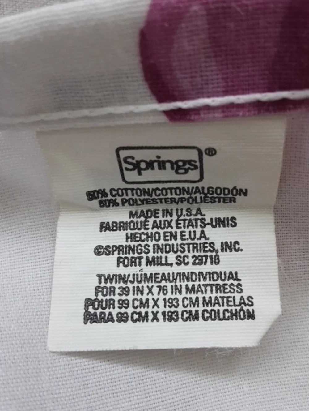 Vintage SPRINGS Fuscia Hot Pink Lips Kisses Twin sheet set NWOT